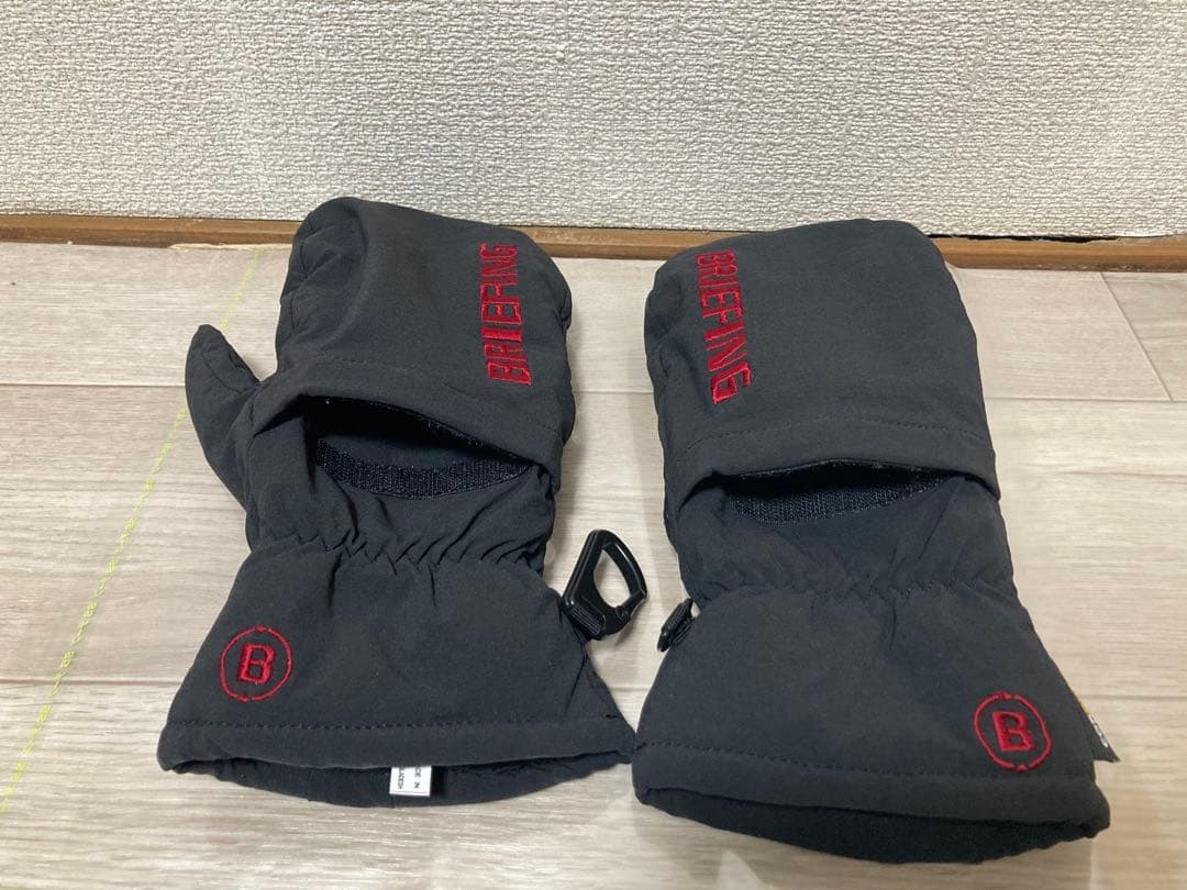 BRIEFING ミトン手袋 黒 カラビナ付き