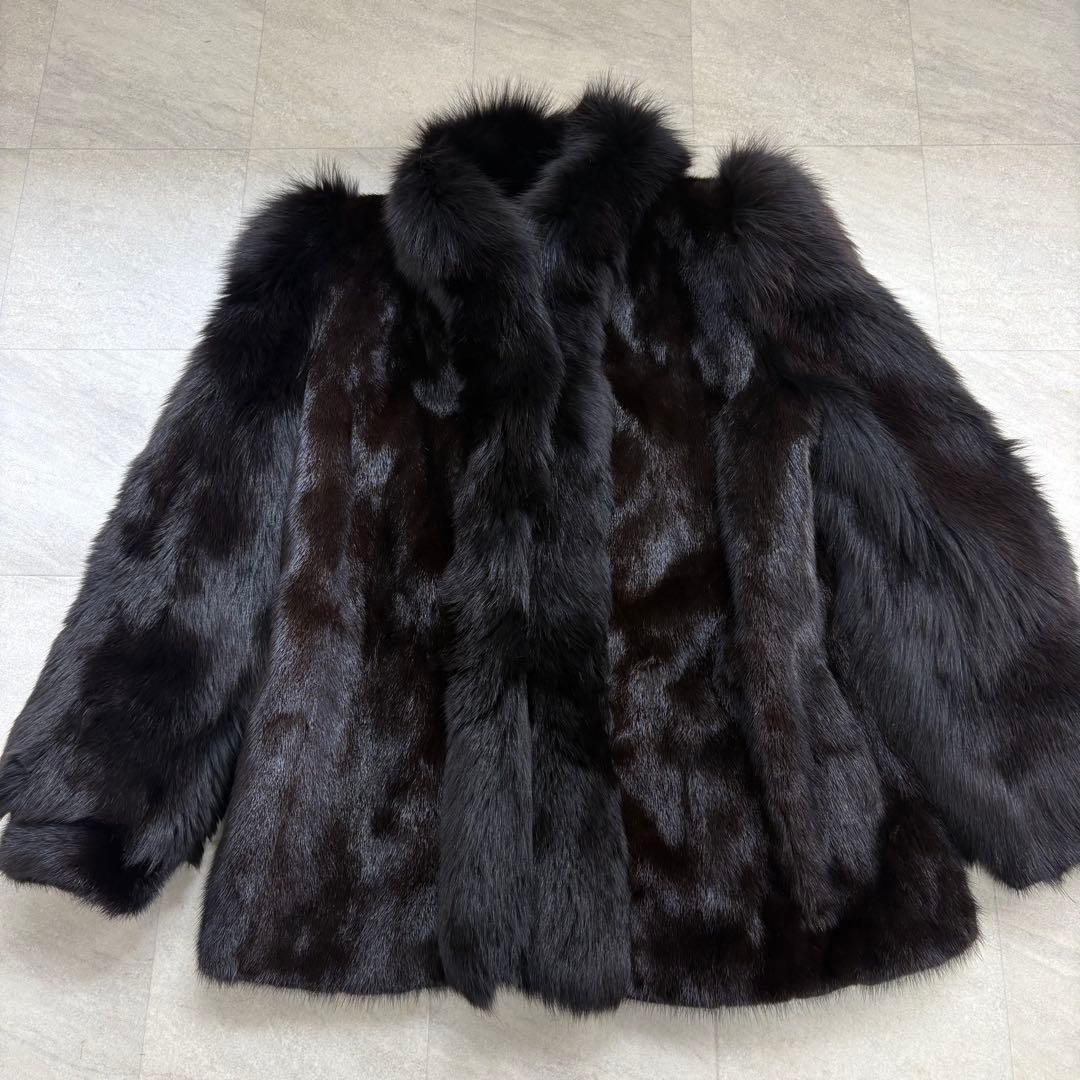 美品　SAGA MINK サガミンク 毛皮コート ミンク フォックス 切り替え