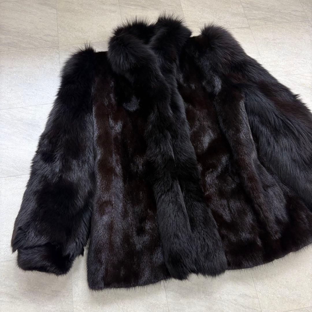 美品　SAGA MINK サガミンク 毛皮コート ミンク フォックス 切り替え