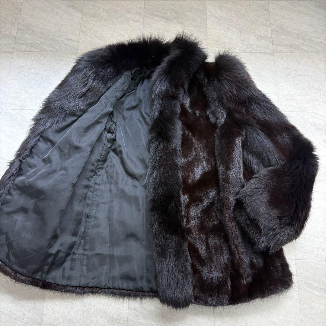 美品　SAGA MINK サガミンク 毛皮コート ミンク フォックス 切り替え