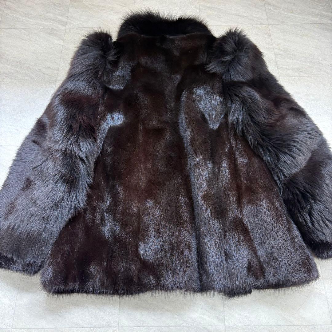 美品　SAGA MINK サガミンク 毛皮コート ミンク フォックス 切り替え