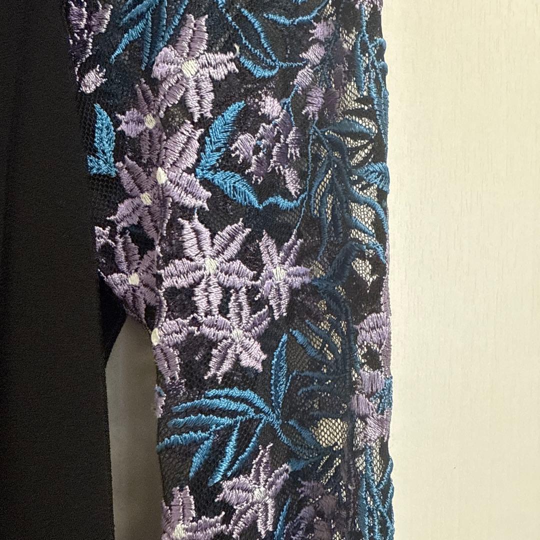 MAME KUROGOUCHIブラック Vネック ワンピース 長袖