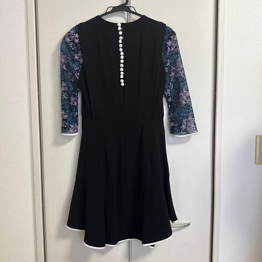 MAME KUROGOUCHIブラック Vネック ワンピース 長袖