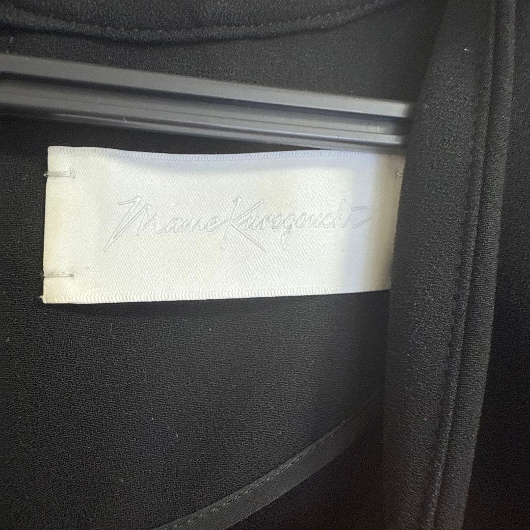 MAME KUROGOUCHIブラック Vネック ワンピース 長袖