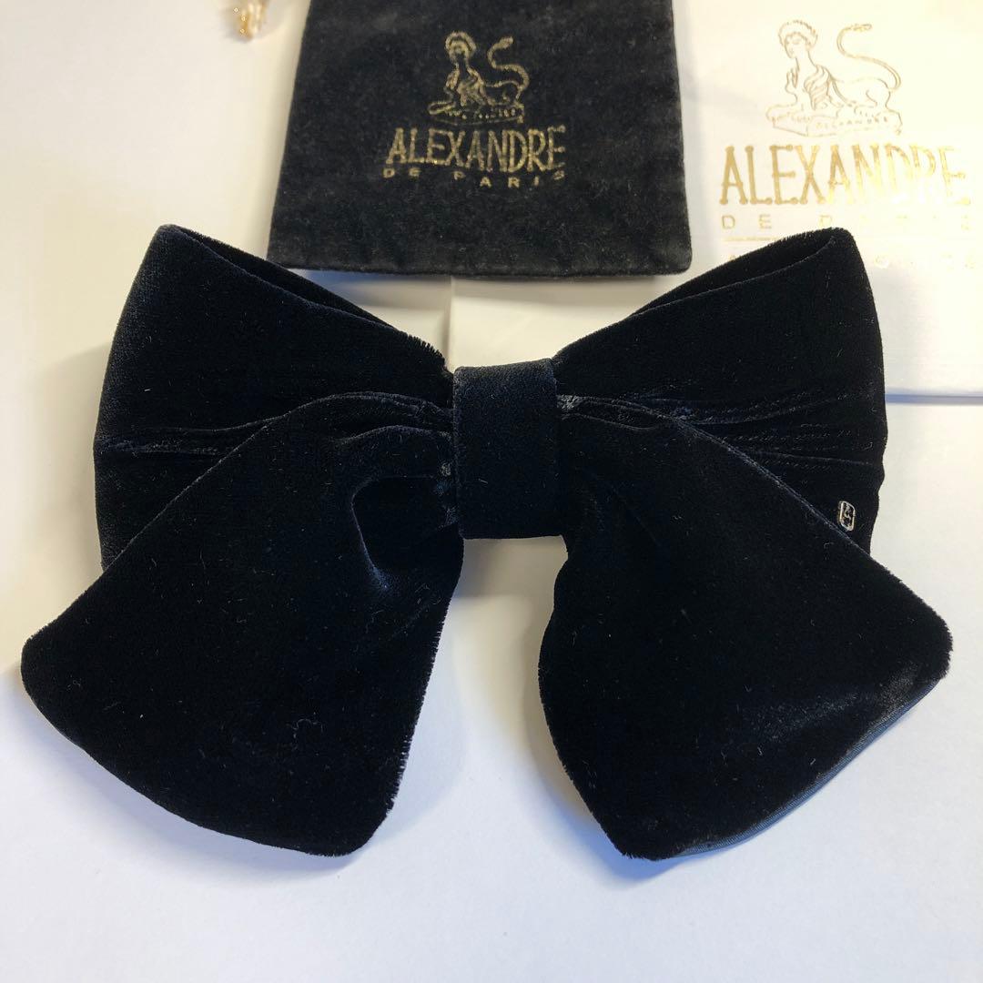 アレクサンドルドゥパリ　ベロアリボンバレッタ 濃紺カラー