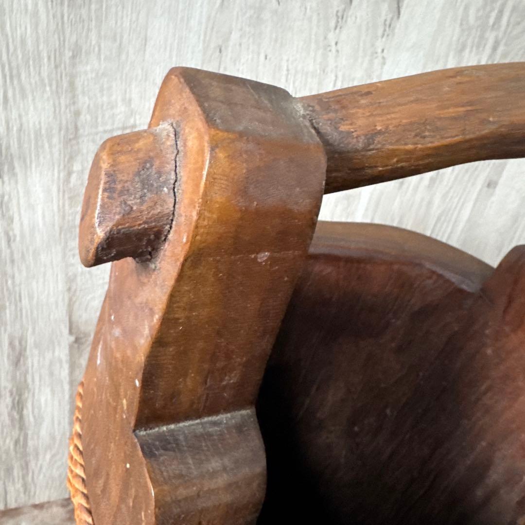 傘立て 昭和レトロ 天然木 無垢材 手桶型 古道具 置物 古道具 古民具