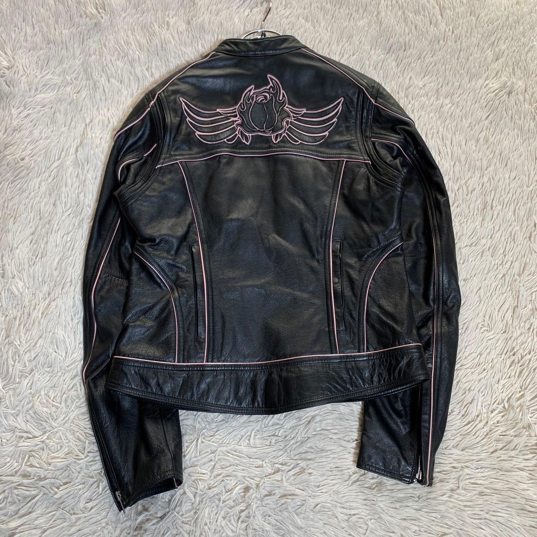 希少♡ハーレーダビッドソン シングルライダースジャケット ワッペン 刺繍