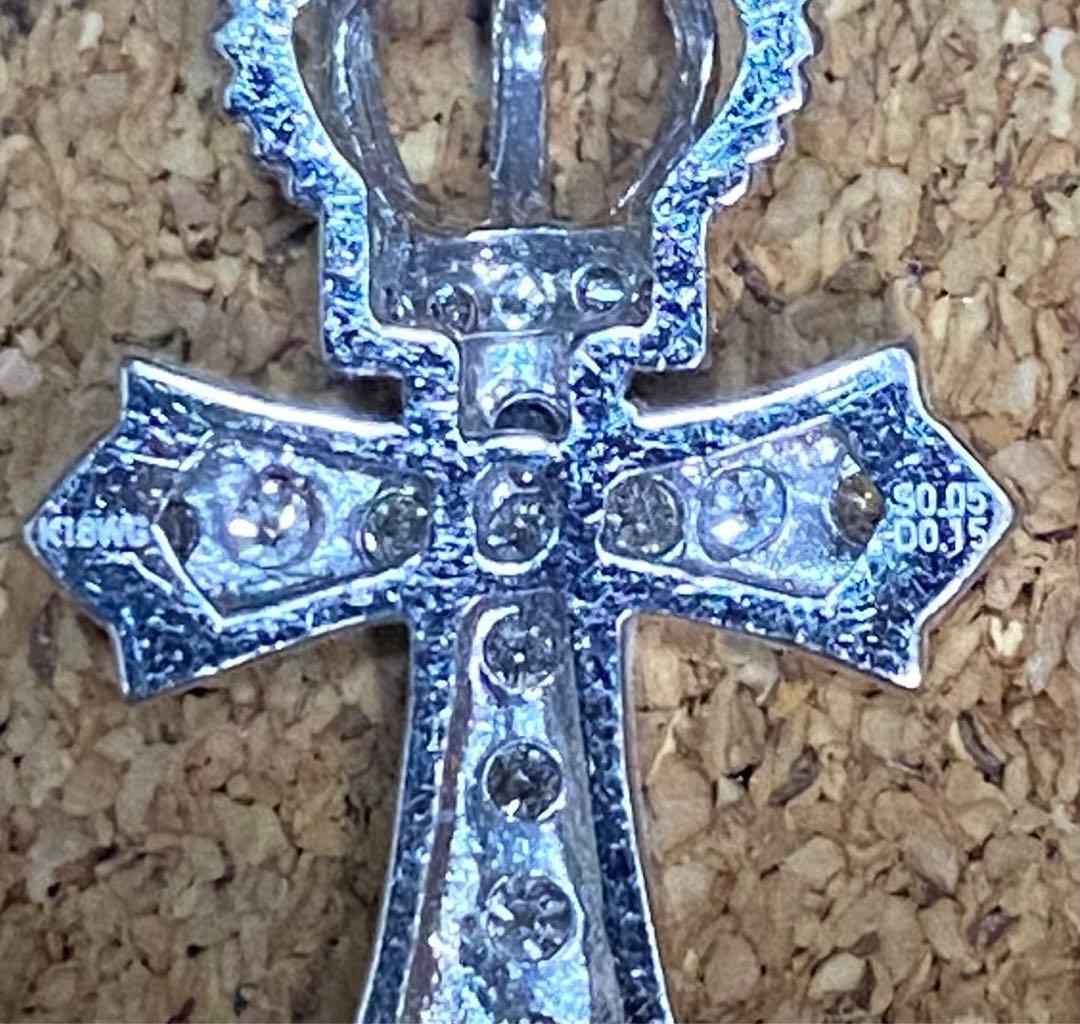 QVC笠原真寿美 ペンダントトップ ダイヤモンド クラウン クロス K18WG