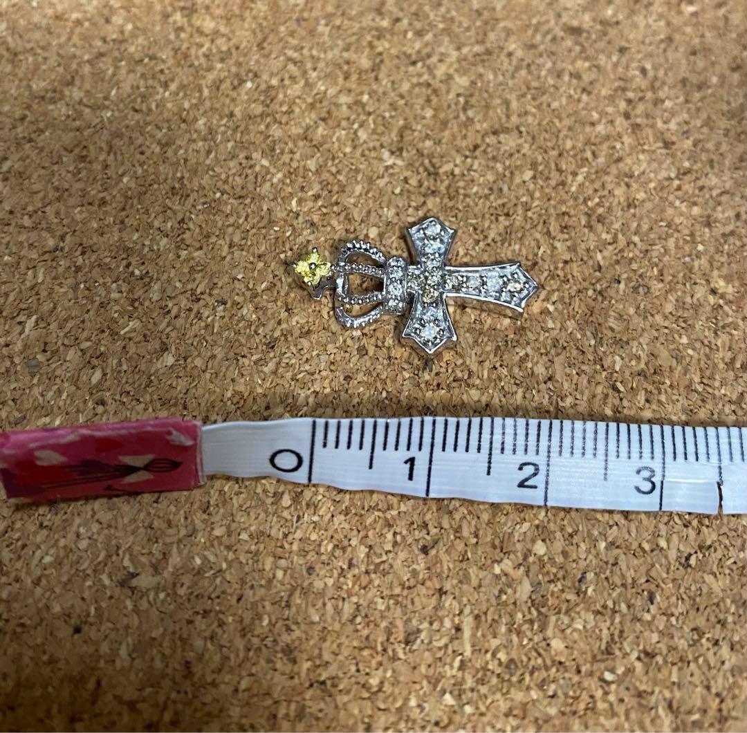 QVC笠原真寿美 ペンダントトップ ダイヤモンド クラウン クロス K18WG