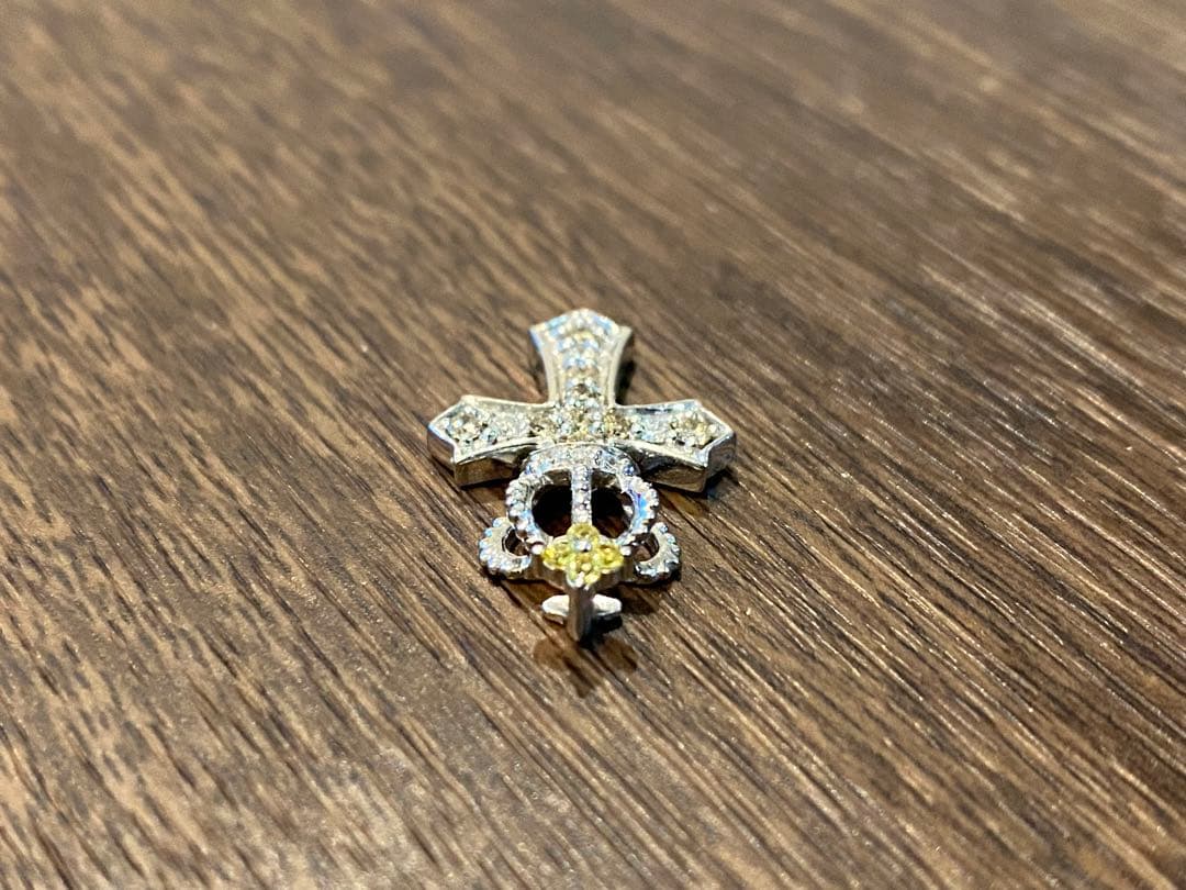 QVC笠原真寿美 ペンダントトップ ダイヤモンド クラウン クロス K18WG