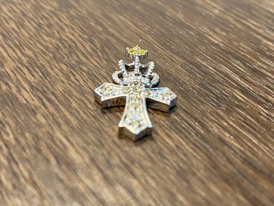 QVC笠原真寿美 ペンダントトップ ダイヤモンド クラウン クロス K18WG