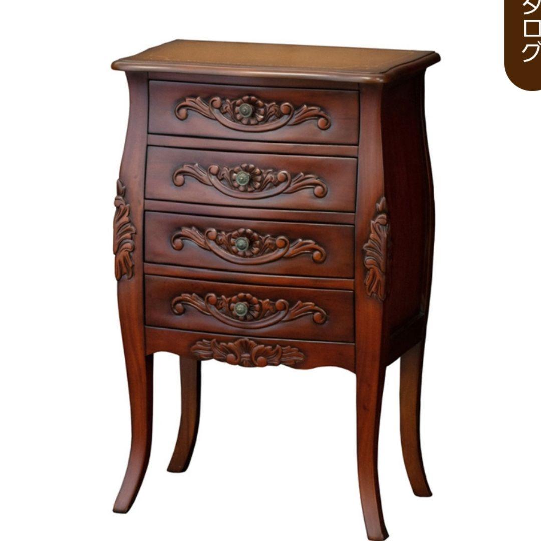 Rikkaヨーロピアン チェスト 4D コモチェスト 天然木 ブラウン