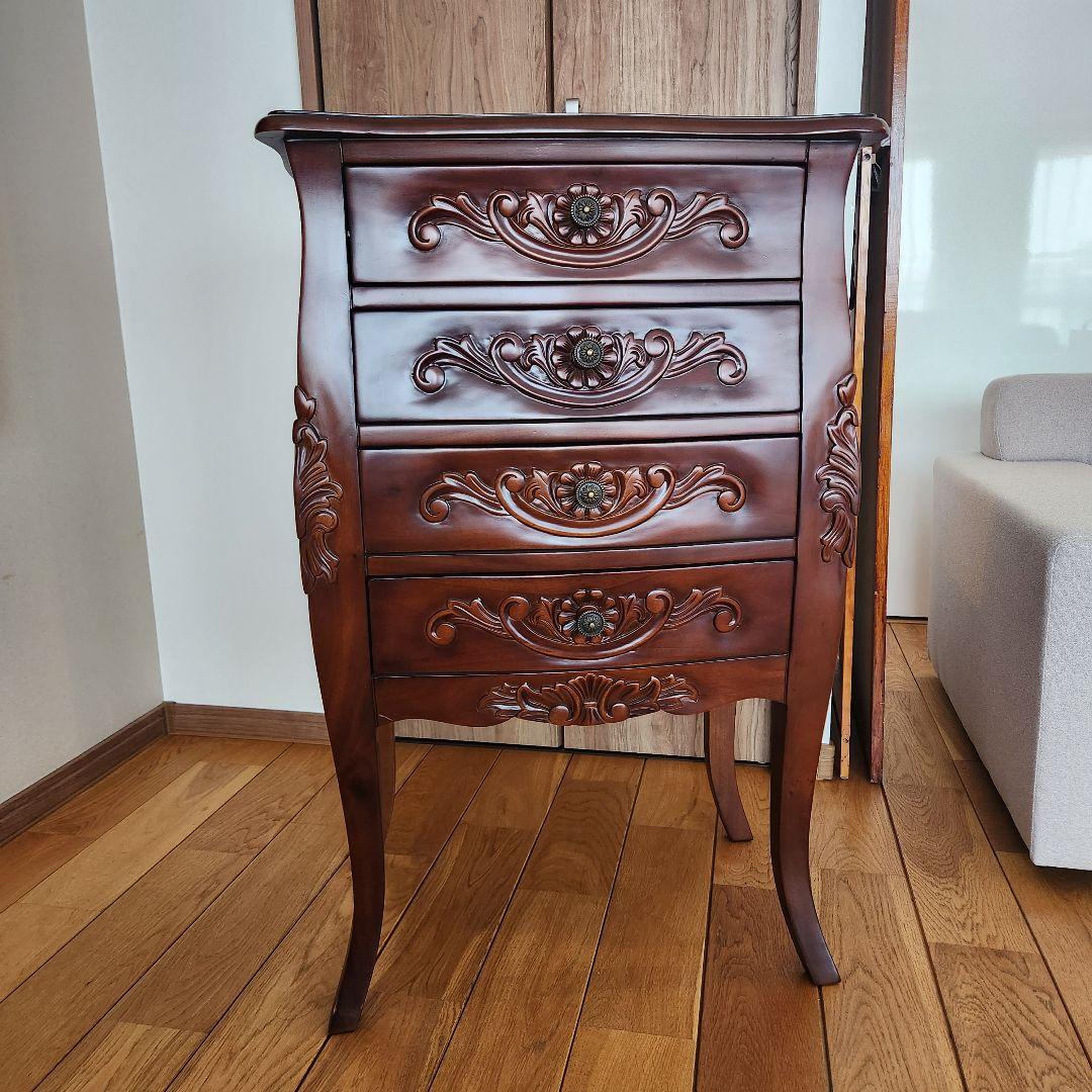 Rikkaヨーロピアン チェスト 4D コモチェスト 天然木 ブラウン