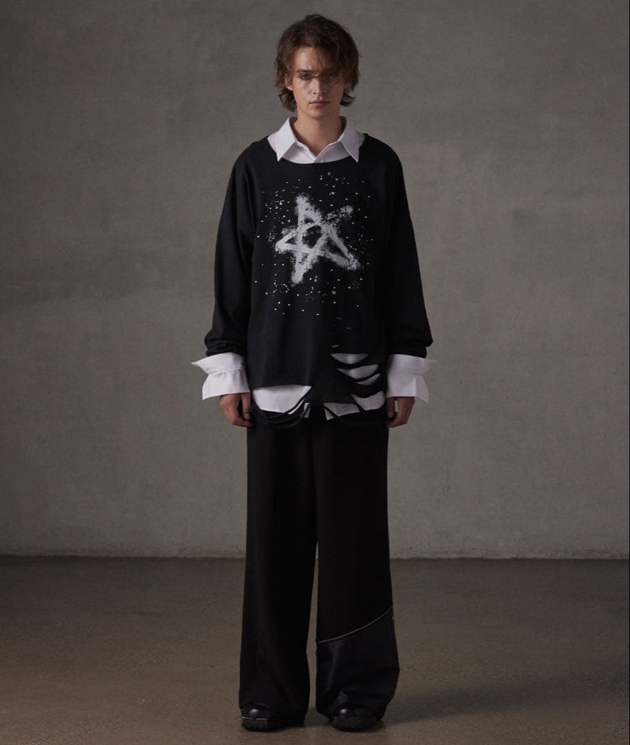 【12月限定大幅値下げGRANCY】 リバースレイヤードスラックスブラックL