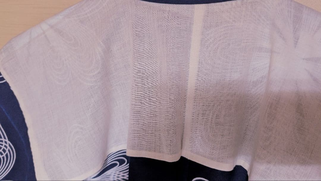 浴衣/未使用しつけ付き/手縫/日本製/注染/藍/紺白/綿/肩当て付