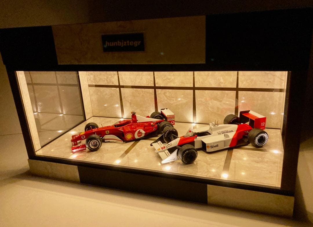 1/18展示可・ベージュ大理石・ディスプレーBOX/ LED20灯・ネオジオラマ