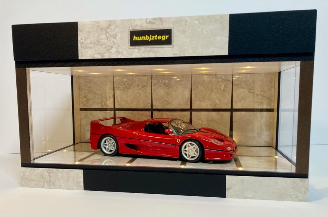 1/18展示可・ベージュ大理石・ディスプレーBOX/ LED20灯・ネオジオラマ