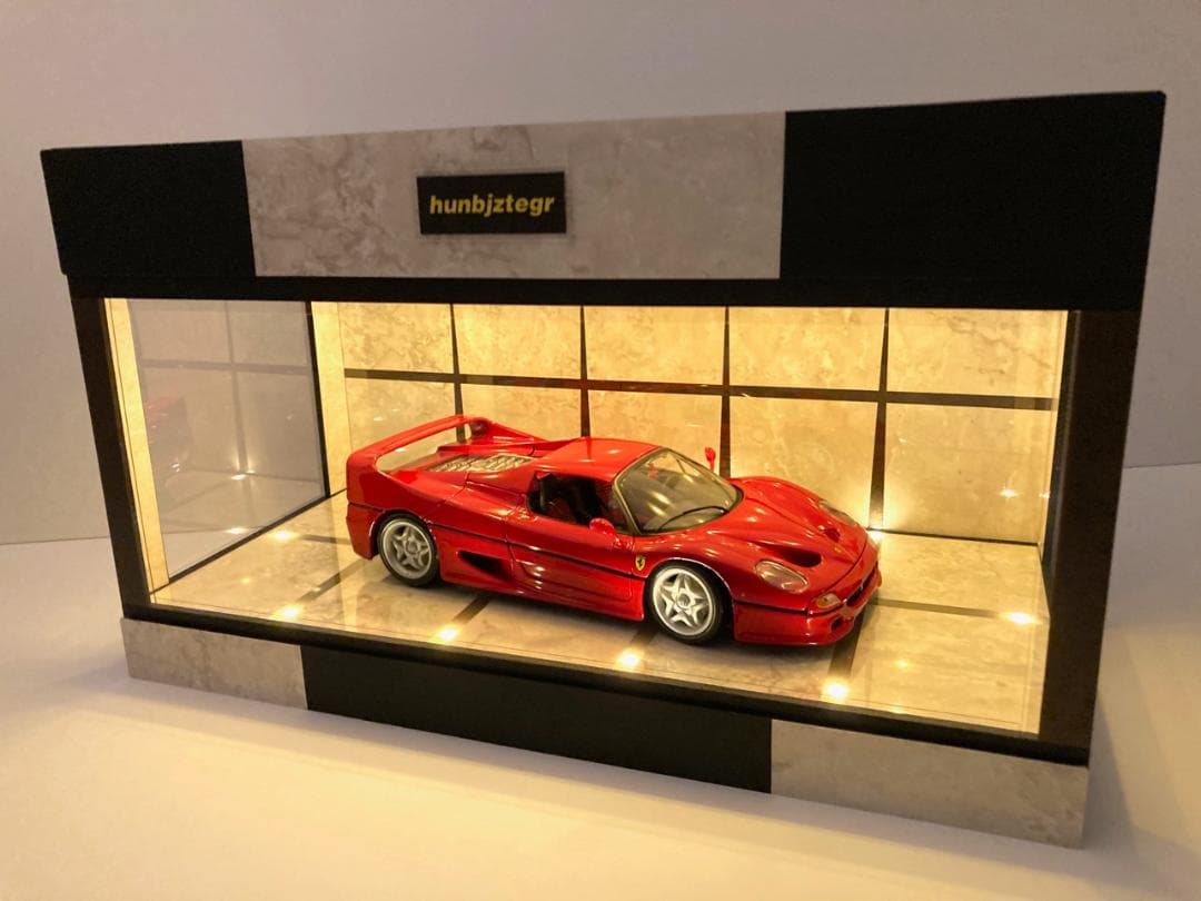 1/18展示可・ベージュ大理石・ディスプレーBOX/ LED20灯・ネオジオラマ