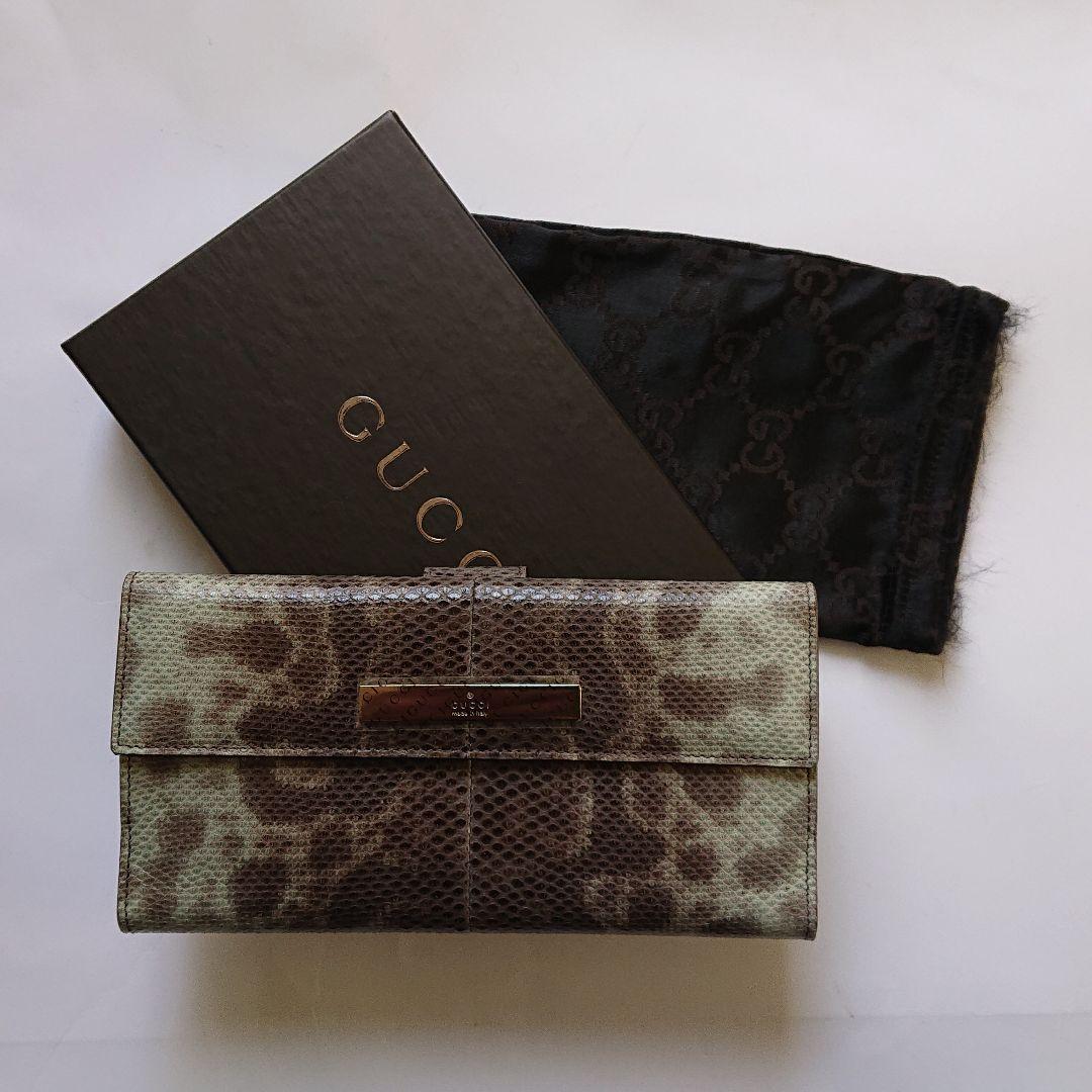 さっ♪13GUCCI 未使用 長財布 スネーク皮 女性用