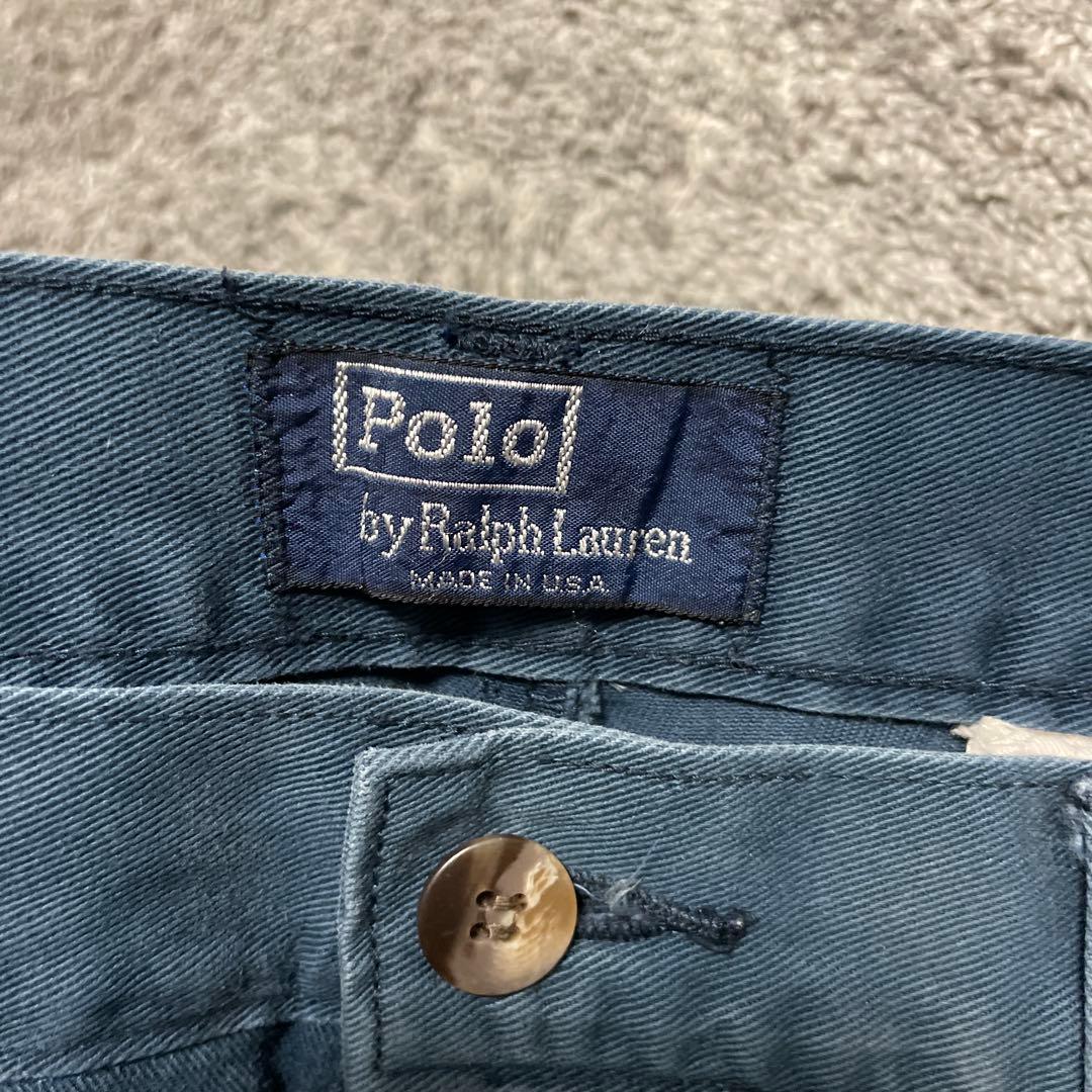 80s usa製 初期 ポロチノ フェード ラルフローレン w32 ネイビー