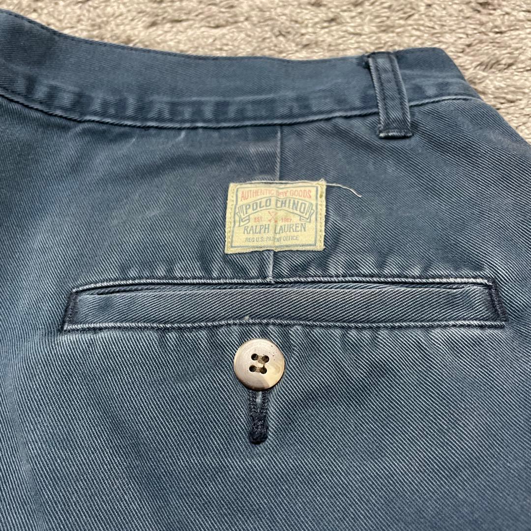 80s usa製 初期 ポロチノ フェード ラルフローレン w32 ネイビー