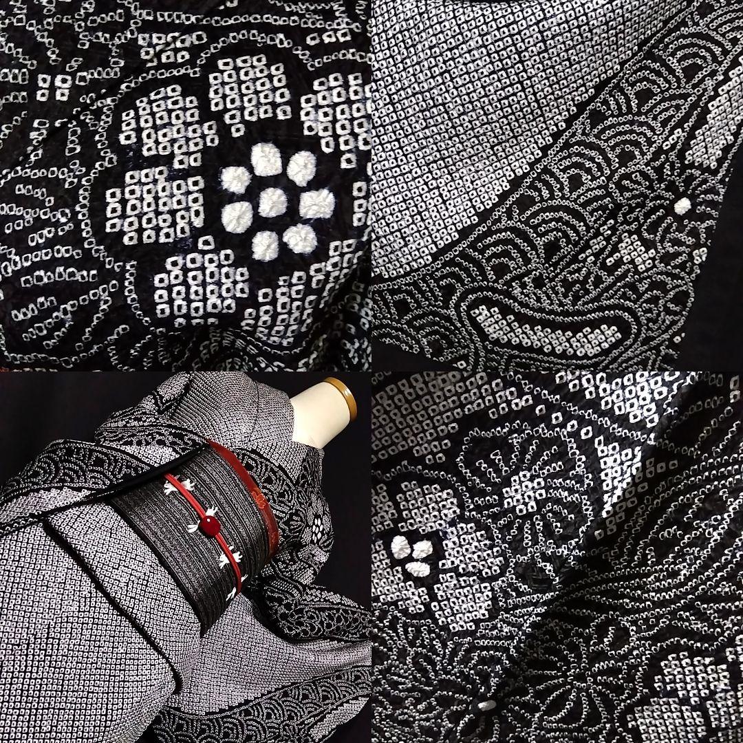 総絞り 訪問着　 黒絞り 裄63