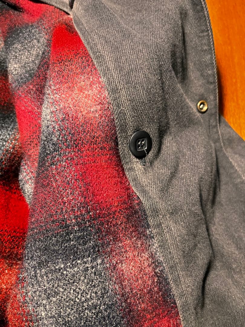COMOLI 元ネタ　Woolrich 襟レザー　カバーオール ブラック　USA