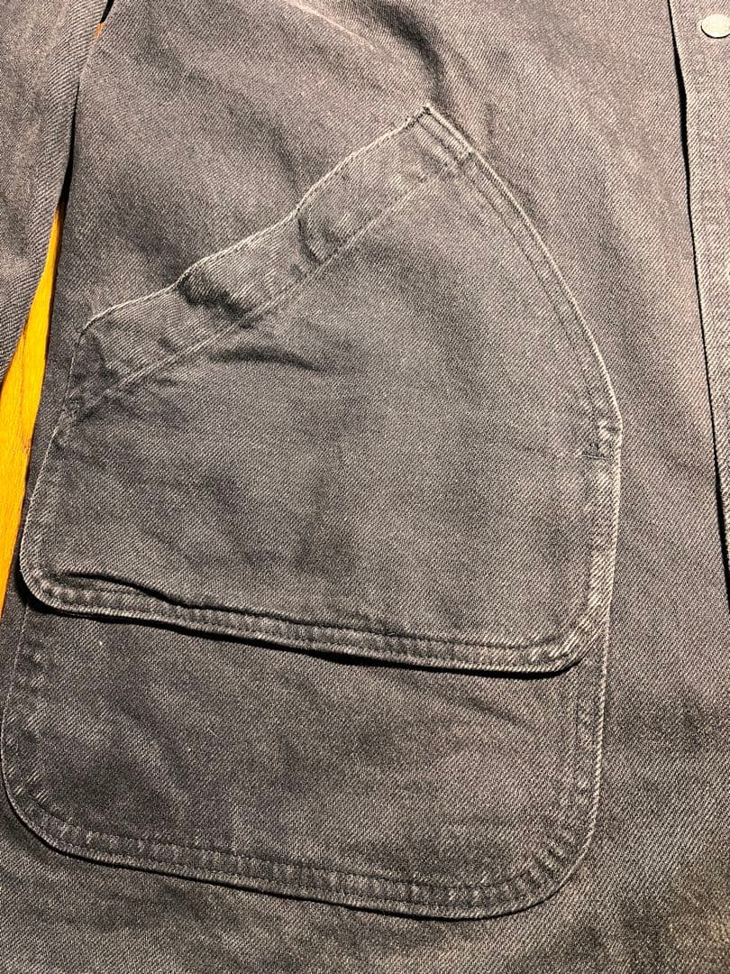 COMOLI 元ネタ　Woolrich 襟レザー　カバーオール ブラック　USA