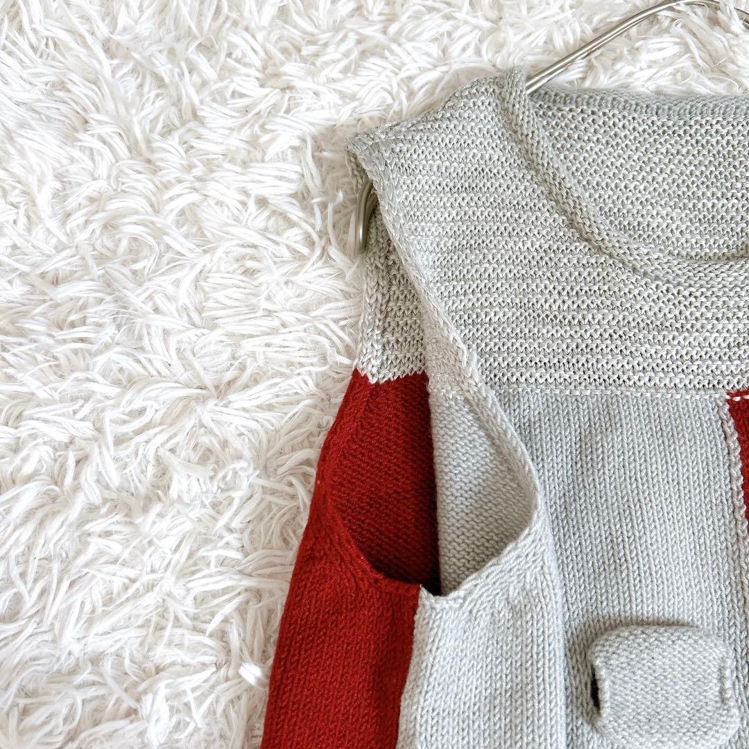 美品⁂センソユニコ⁂ロングニットチュニック　ベスト　バイカラー　変形　微ラメ　M