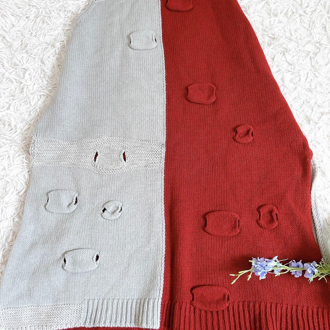 美品⁂センソユニコ⁂ロングニットチュニック　ベスト　バイカラー　変形　微ラメ　M