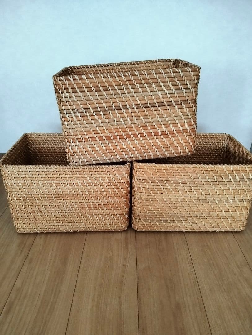 無印良品 ニトリ 10個組ラタンバスケット　長方形　角型　ウォーターヒヤシンス