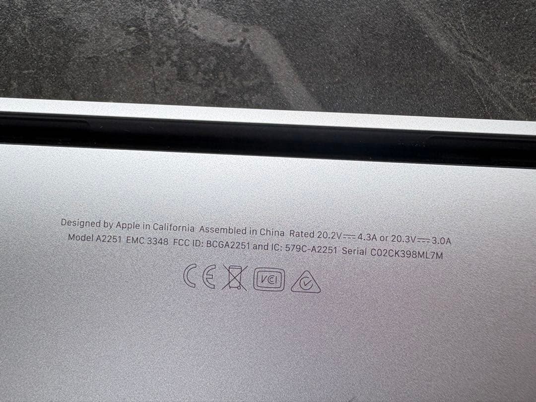 診断書付/MacBook Pro A2251 2020ジャンク/美品