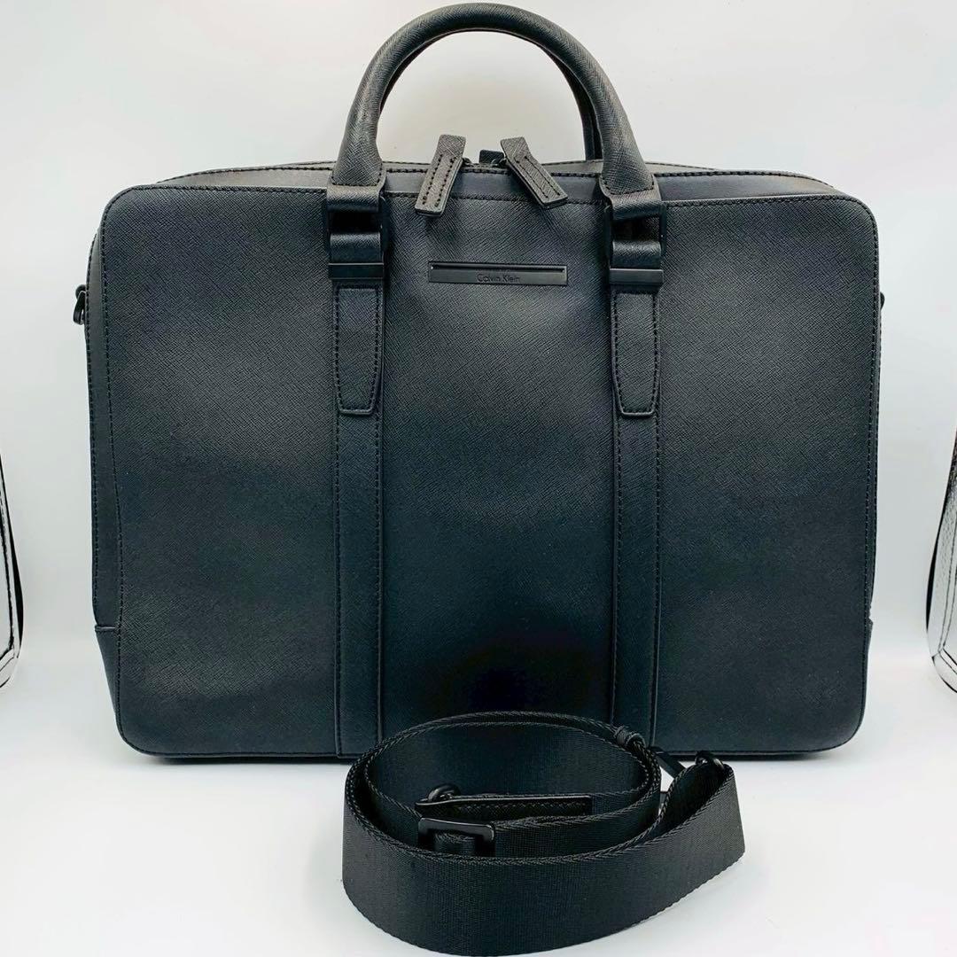 未使用級✨カルバンクライン 2way ブリーフケース ビジネス 黒 レザー