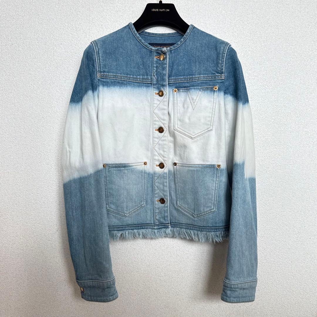 louis vuitton デニムジャケット ロゴ グラデーション フリンジ