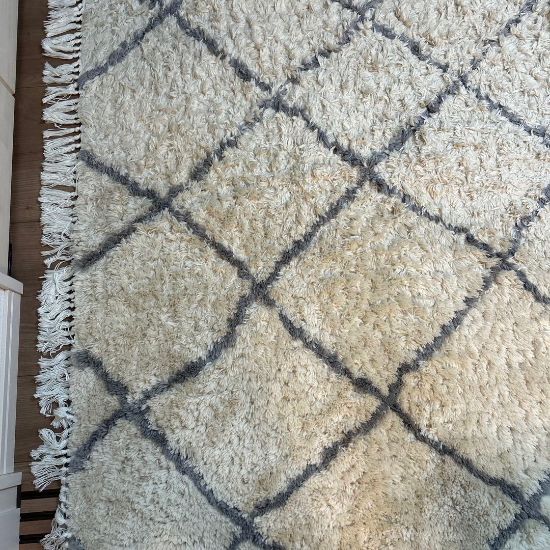 クロス　FAMO クラッシュゲート　ラグ　絨毯　お洒落　白　ラグマット　ふわふわ