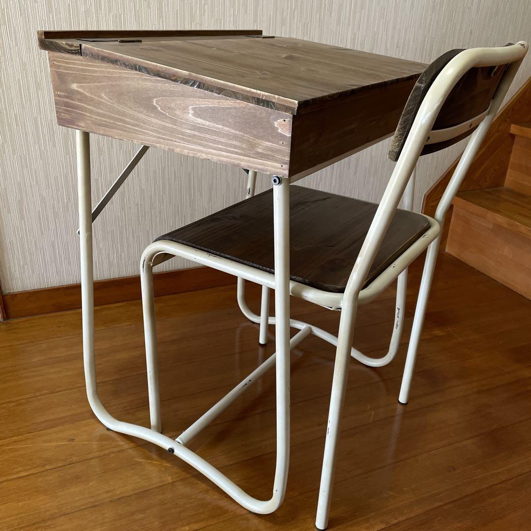 Salut サリュ　レトロ　スクールデスク　チェア　セット　学習机　椅子