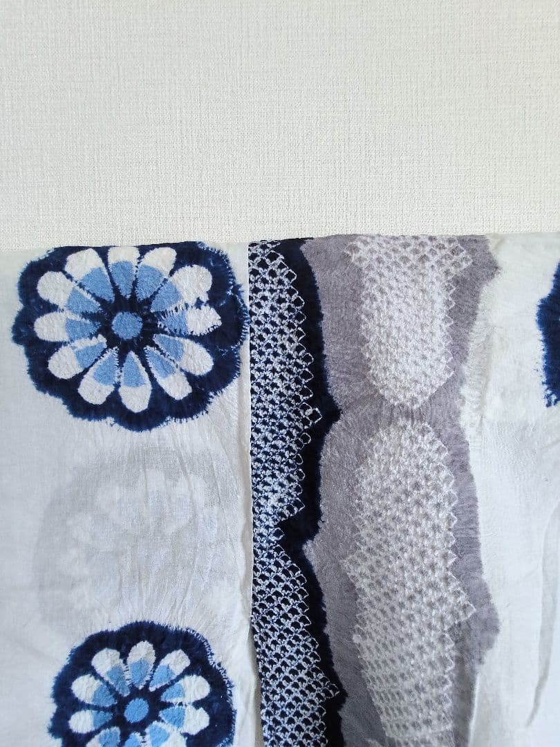 浴衣有松絞り白藍色灰色縦縞花柄ホワイトネイビーグレー紺色単衣木綿着物マーガレット