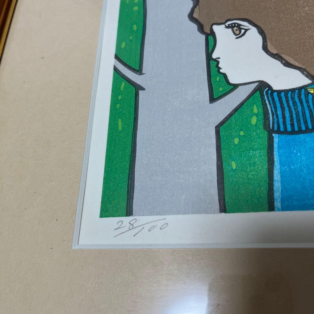 最終値下げ　やなせたかし 小鳥 直筆サイン入り　リトグラフ　版画