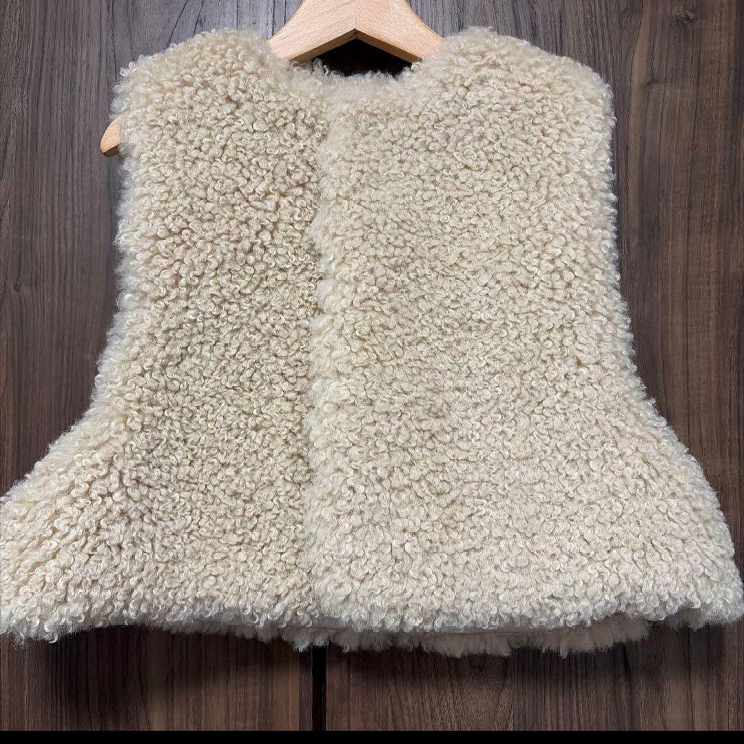 HYKE FAUX SHEARLING CROPPED VEST ベージュ