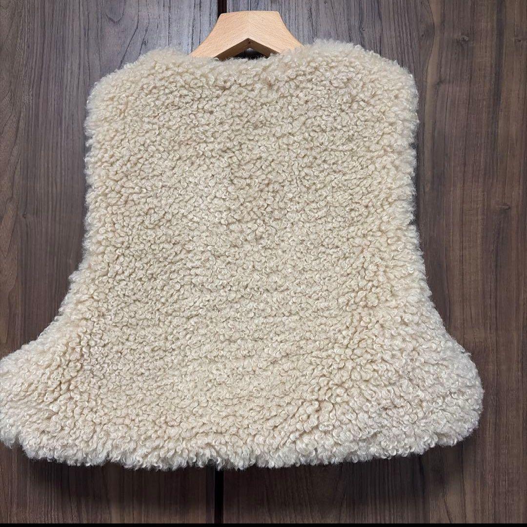 HYKE FAUX SHEARLING CROPPED VEST ベージュ