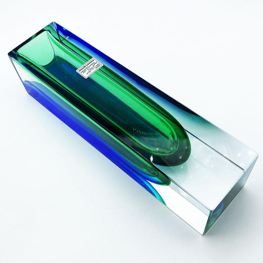 ヴェネチアガラス ムラノ Mandruzzato 花瓶 グリーン＆ブルー