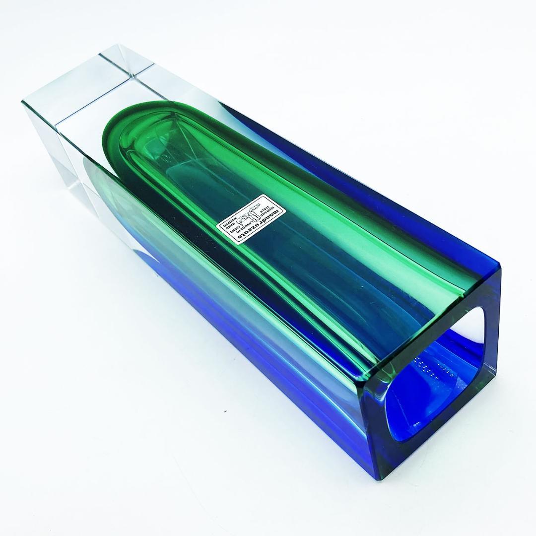 ヴェネチアガラス ムラノ Mandruzzato 花瓶 グリーン＆ブルー