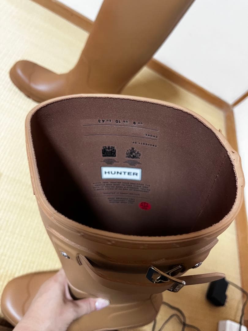HUNTER 長靴 バックル付き　ブラウン