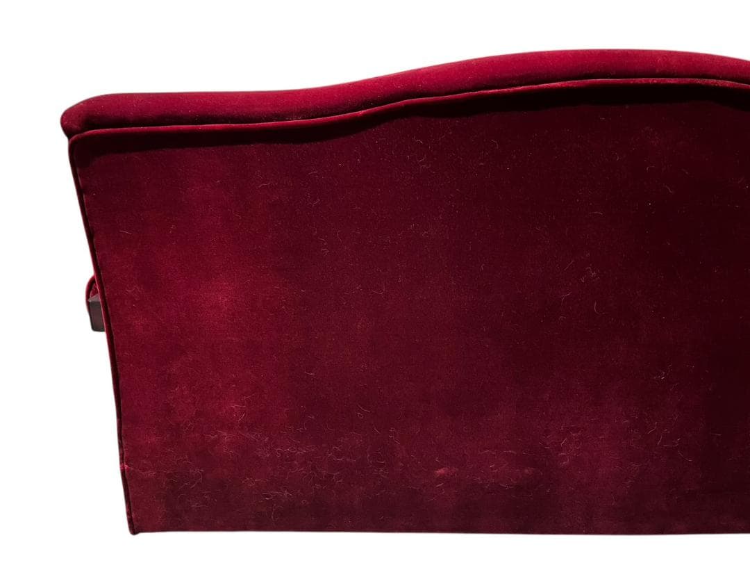 ◇昭和レトロ 古家具 3人掛けベロアソファー アームチェア ヴィンテージ 赤