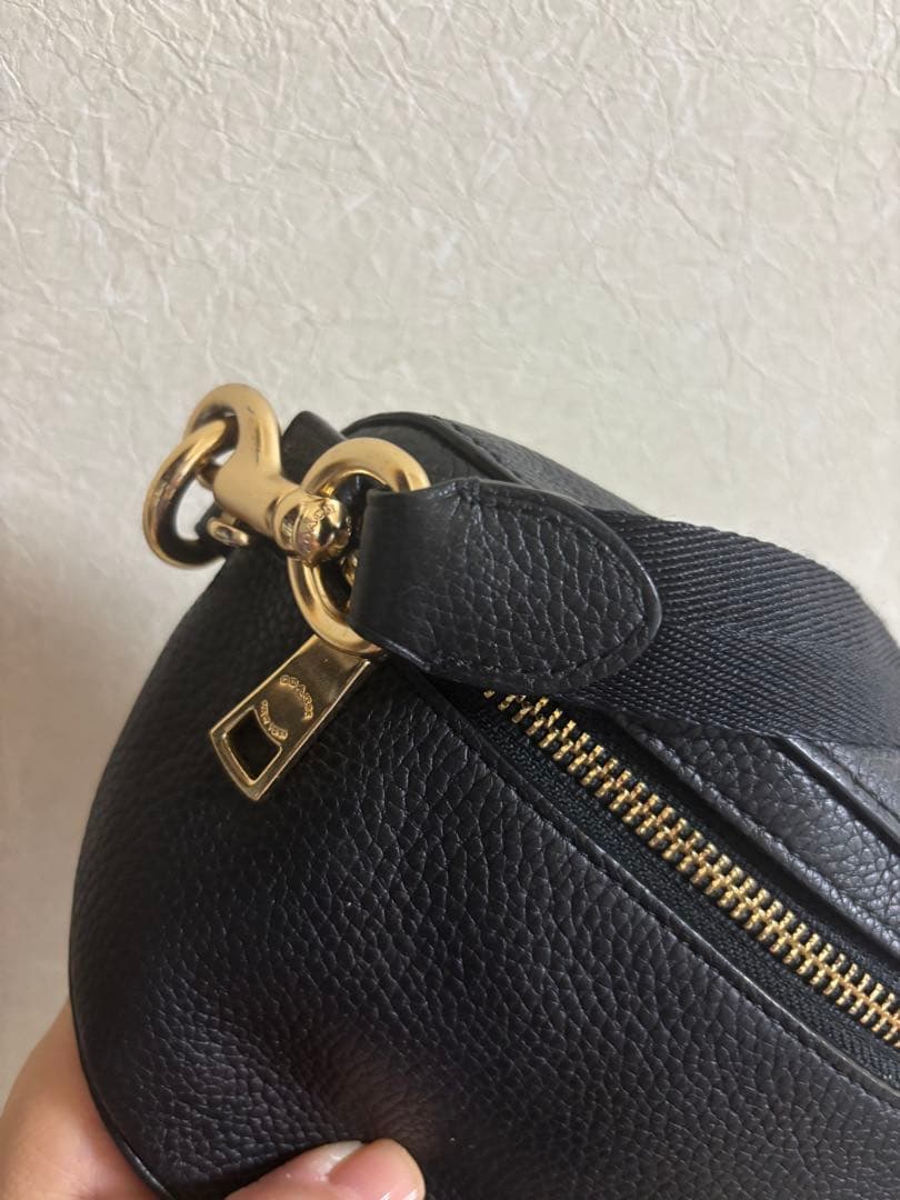 COACH ボディバッグ ウエストバッグ シルバー金具 レザー ブラック