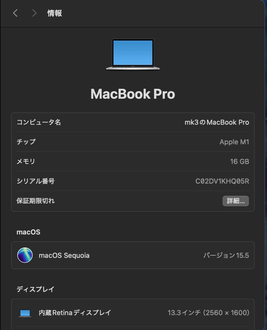 【美品】Apple MacBook Pro 2020 16GB 512GB