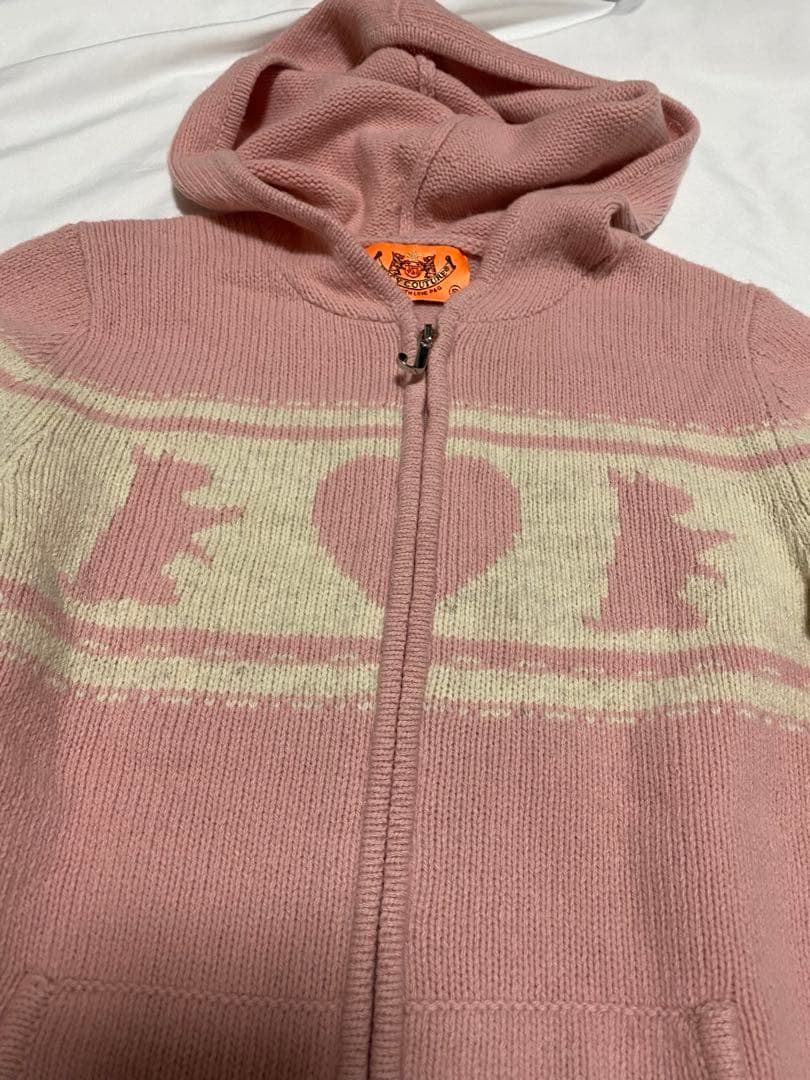 トップス JUICY COUTURE PINK KNIT HOODIE JACKET