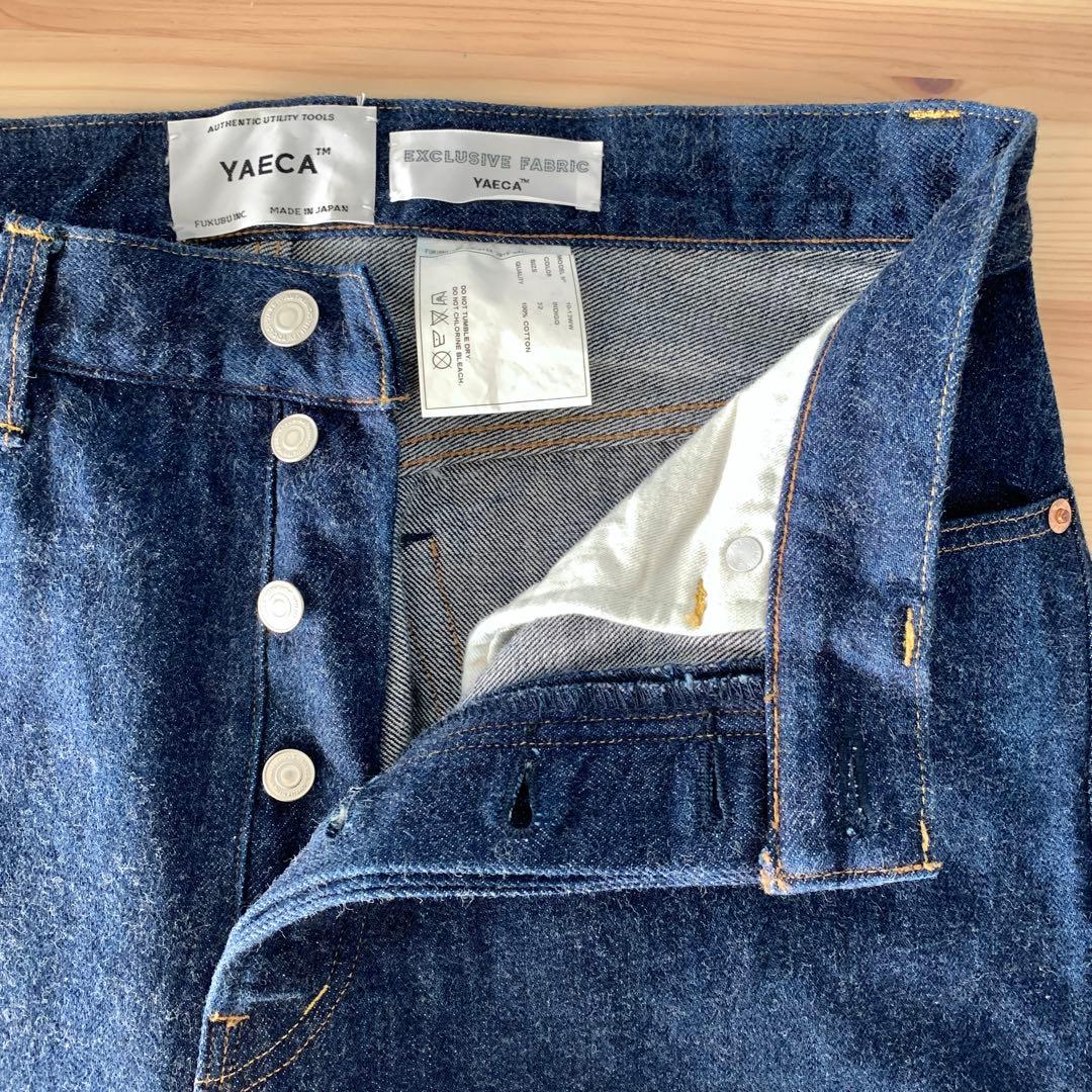 YAECA ワイドテーパードデニムパンツ 32 ヤエカ 色落ちなし 美品 M