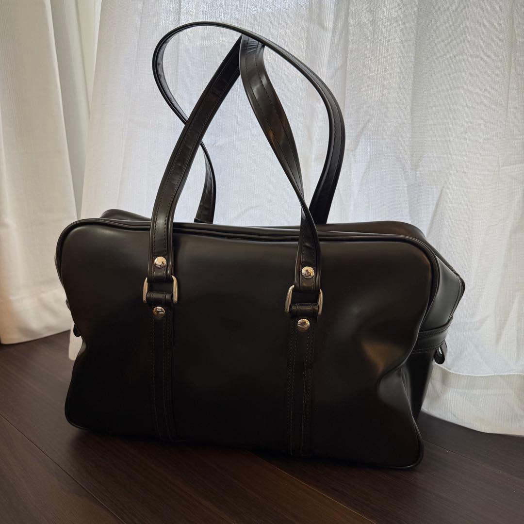 ★美品★ EASTBOY スクールバッグ 合皮 ブラック 女神刺繍