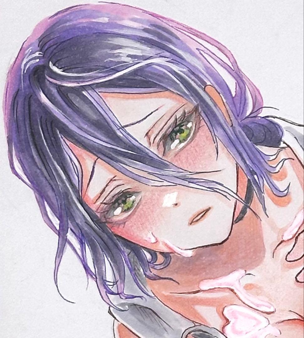 零*様 手描き イラスト アナログ 色紙 ファンアート チェンソーマン レゼ